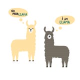 Fije de dos lamas adornados Cartel lindo de la historieta con los caracteres adorables Colocación animal para continuar un diálog libre illustration Fije de dos lamas adornados Cartel lindo de la historieta con los caracteres adorables Colocación animal para continuar un diálog libre illustration