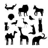 Fije de las siluetas animales aislado stock de ilustración Fije de las siluetas animales aislado stock de ilustración