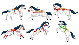 Fije de los caballos lindos de la historieta aislados en el fondo blanco Caballos blancos de funcionamiento del vector para el ca ilustración del vector Fije de los caballos lindos de la historieta aislados en el fondo blanco Caballos blancos de funcionamiento del vector para el ca ilustración del vector