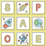 Fije de tarjeta con el icono del espacio stock de ilustración Fije de tarjeta con el icono del espacio stock de ilustración