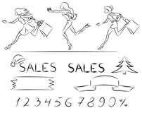 Fije las ventas y las compras stock de ilustración Fije las ventas y las compras stock de ilustración