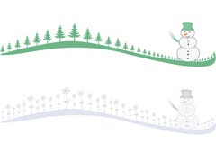 Fileira de flores, de árvores e do boneco de neve congelados. ilustração do vetor Fileira de flores, de árvores e do boneco de neve congelados. ilustração do vetor
