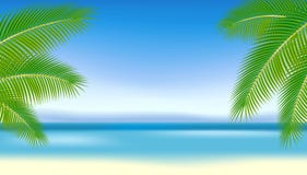 Filiali delle palme contro il mare blu. royalty illustrazione gratis Filiali delle palme contro il mare blu. royalty illustrazione gratis