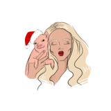 Fille avec un porcelet Nouvelle année 2019 illustration libre de droits Fille avec un porcelet Nouvelle année 2019 illustration libre de droits