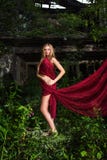 Fille dans un tissu rouge photo libre de droits Fille dans un tissu rouge photo libre de droits