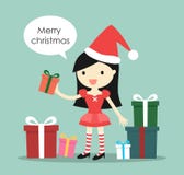 Fille de Santa avec beaucoup de boîte-cadeau et dire le 'Joyeux Noël' illustration de vecteur Fille de Santa avec beaucoup de boîte-cadeau et dire le 'Joyeux Noël' illustration de vecteur