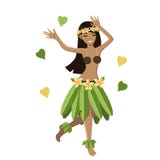 Fille hawaïenne dans l'image d'élément d'isolement par pose illustration de vecteur Fille hawaïenne dans l'image d'élément d'isolement par pose illustration de vecteur