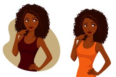Fille magnifique d'Afro-américain avec les cheveux bouclés naturels Images libres de droits Fille magnifique d'Afro-américain avec les cheveux bouclés naturels Images libres de droits