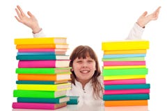 Fille Punctate avec des livres image stock Fille Punctate avec des livres image stock