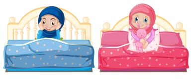 Filles musulmanes sur le lit illustration libre de droits Filles musulmanes sur le lit illustration libre de droits