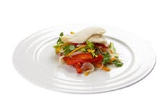 Fillet of sea bass with vegetables stock images Fillet of sea bass with vegetables stock images