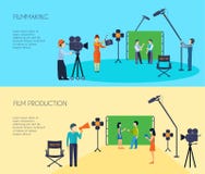 Filmmakingsproces 2 Vlakke Horizontale Banners stock illustratie Filmmakingsproces 2 Vlakke Horizontale Banners stock illustratie