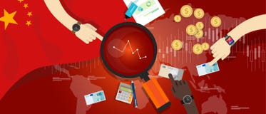 Finansiell Kina ekonomi saktar ner forcerat ekonomiskt vektor illustrationer Finansiell Kina ekonomi saktar ner forcerat ekonomiskt vektor illustrationer