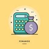 Finanzas, línea fina bandera del diseño plano ilustración del vector Finanzas, línea fina bandera del diseño plano ilustración del vector