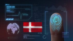 Fingerabdruck-biometrisches Überprüfungsidentifizierungs-System Dänemark-Nationalität stock abbildung Fingerabdruck-biometrisches Überprüfungsidentifizierungs-System Dänemark-Nationalität stock abbildung