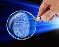Fingerprint Hand Magnifying Glass Security Hacker stock images Fingerprint Hand Magnifying Glass Security Hacker stock images