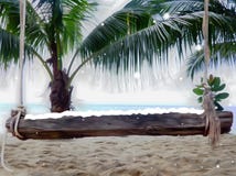 Fiocchi di neve di inverno del fumetto alla spiaggia con l'illustrazione del banco di legno 3d delle palme illustrazione di stock Fiocchi di neve di inverno del fumetto alla spiaggia con l'illustrazione del banco di legno 3d delle palme illustrazione di stock