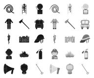 Fire Department black.mono icons in set collection for design. Firefighters and equipment vector symbol stock web vector illustration Fire Department black.mono icons in set collection for design. Firefighters and equipment vector symbol stock web vector illustration