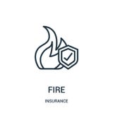 fire icon vector from insurance collection. Thin line fire outline icon vector illustration. Linear symbol stock illustration fire icon vector from insurance collection. Thin line fire outline icon vector illustration. Linear symbol stock illustration