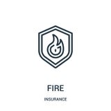 fire icon vector from insurance collection. Thin line fire outline icon vector illustration. Linear symbol vector illustration fire icon vector from insurance collection. Thin line fire outline icon vector illustration. Linear symbol vector illustration