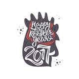 Fire rooster 2017 New Year symbol. Fire rooster 2017. The symbol of the Chinese New Year 2017. Lettering illustration vector illustration Fire rooster 2017 New Year symbol. Fire rooster 2017. The symbol of the Chinese New Year 2017. Lettering illustration vector illustration