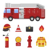 Fire safety equipment emergency tools firefighter safe danger accident protection vector illustration. Royalty Free Stock Image Fire safety equipment emergency tools firefighter safe danger accident protection vector illustration. Royalty Free Stock Image