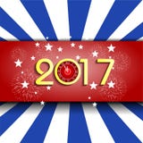 Fireworks display for happy new year 2017 with clock stock illustration Fireworks display for happy new year 2017 with clock stock illustration