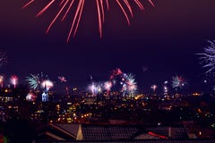 Fireworks over city at night Royalty Free Stock Images Fireworks over city at night Royalty Free Stock Images