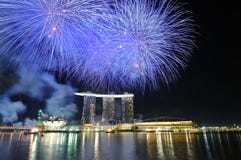 Fireworks - Singapore National Day 2010 Royalty Free Stock Images