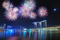 Fireworks - Singapore Youth Olympic Games Royalty Free Stock Images