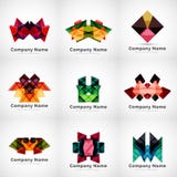 Firma logowie, papierowy geometryczny ikona set ilustracja wektor Firma logowie, papierowy geometryczny ikona set ilustracja wektor