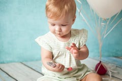 First birthday party. Cute little girl stock photo First birthday party. Cute little girl stock photo