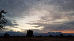 The first light of sunrise in the Atacama Desert, Chile stock photo The first light of sunrise in the Atacama Desert, Chile stock photo