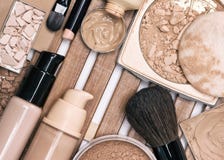 First step of makeup application - foundation products royalty free stock image First step of makeup application - foundation products royalty free stock image
