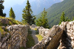 First World War trenches, Dolomites, Italy royalty free stock image First World War trenches, Dolomites, Italy royalty free stock image