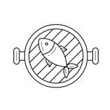 Fish grill vector line icon. stock illustration Fish grill vector line icon. stock illustration
