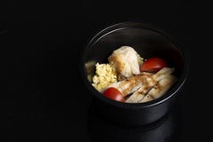 Baked pollock with vegetables and cereals stock image Baked pollock with vegetables and cereals stock image