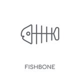 Fishbone linear icon. Modern outline Fishbone logo concept on wh stock illustration Fishbone linear icon. Modern outline Fishbone logo concept on wh stock illustration