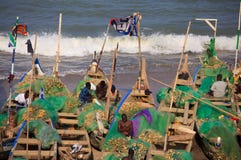 Fisherman In Cape Cost Beach, Ghana Royalty Free Stock Photography Fisherman In Cape Cost Beach, Ghana Royalty Free Stock Photography