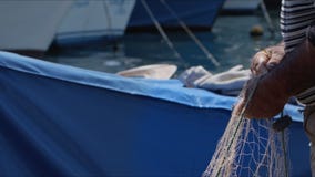 Fisherman is Repairing Fishnets on Fishing Boat in Dock Stock Video - Video  of fish, nautical: 277294203