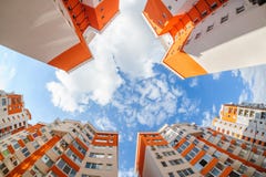 Fisheye Shot Of New Resitential Buildings Royalty Free Stock Photos