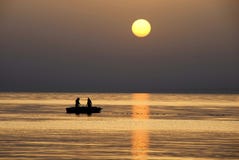 Fishing At Sunrise Royalty Free Stock Image