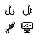 Fishing Equipment. Simple Related Vector Icons royalty free illustration Fishing Equipment. Simple Related Vector Icons royalty free illustration
