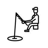 Fiska symbolsvektorn som isoleras på vit bakgrund som fiskar tecknet, linjärt symbol och slaglängddesignbeståndsdelar i översikts vektor illustrationer Fiska symbolsvektorn som isoleras på vit bakgrund som fiskar tecknet, linjärt symbol och slaglängddesignbeståndsdelar i översikts vektor illustrationer