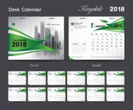 Fissi la progettazione 2018, copertura del modello del calendario da scrivania di verde royalty illustrazione gratis Fissi la progettazione 2018, copertura del modello del calendario da scrivania di verde royalty illustrazione gratis