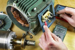 Three phase induction motor bearing repair stock photo Three phase induction motor bearing repair stock photo