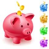 Five colorful piggy banks vector illustration Five colorful piggy banks vector illustration