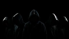 Mysterious Hooded Man Standing In The Darkness Stock Video - Video of ...