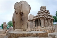 Five rathas complex with in Mamallapuram, Tamil Nadu, India