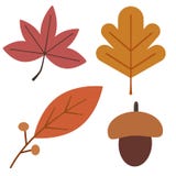 Flache Illustration des Herbstlaubs auf Weiß stock abbildung Flache Illustration des Herbstlaubs auf Weiß stock abbildung